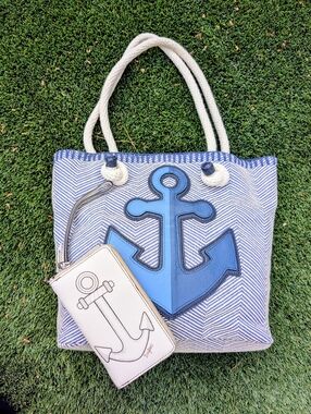 Brighton 2Pc Bag & Wallet Nautical Cruiser Anchor Rope Tote Bag Purse